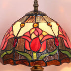 Tiffany Rustic Tulip Stained Glass Round 1-Light Table Lamp Lumendat
