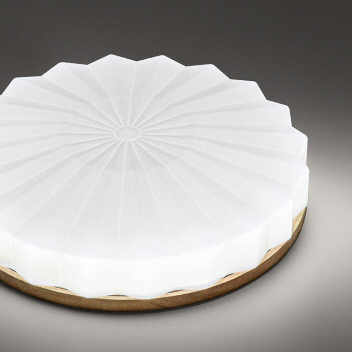Japanese Minimalist Round Wood Acrylic LED Flush Mount Lighting Lumendat