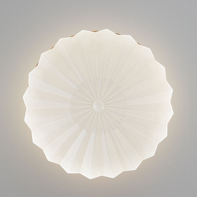 Japanese Minimalist Round Wood Acrylic LED Flush Mount Lighting Lumendat