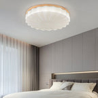 Japanese Minimalist Round Wood Acrylic LED Flush Mount Lighting Lumendat