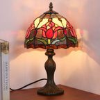 Tiffany Rustic Tulip Stained Glass Round 1-Light Table Lamp Lumendat