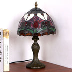 Tiffany Rustic Tulip Stained Glass Round 1-Light Table Lamp Lumendat