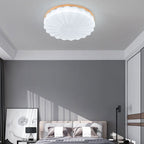 Japanese Minimalist Round Wood Acrylic LED Flush Mount Lighting Lumendat
