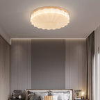 Japanese Minimalist Round Wood Acrylic LED Flush Mount Lighting Lumendat