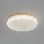 Japanese Minimalist Round Wood Acrylic LED Flush Mount Lighting Lumendat