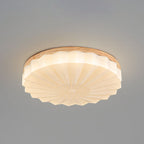 Japanese Minimalist Round Wood Acrylic LED Flush Mount Lighting Lumendat