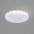 Japanese Minimalist Round Wood Acrylic LED Flush Mount Lighting Lumendat