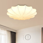 Nordic Minimalist White Beige Round Faux Silk 1/3/5-Light Flush Mount Light Lumendat