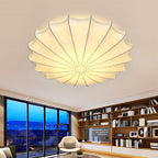 Nordic Minimalist White Beige Round Faux Silk 1/3/5-Light Flush Mount Light Lumendat