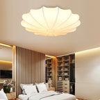 Nordic Minimalist White Beige Round Faux Silk 1/3/5-Light Flush Mount Light Lumendat