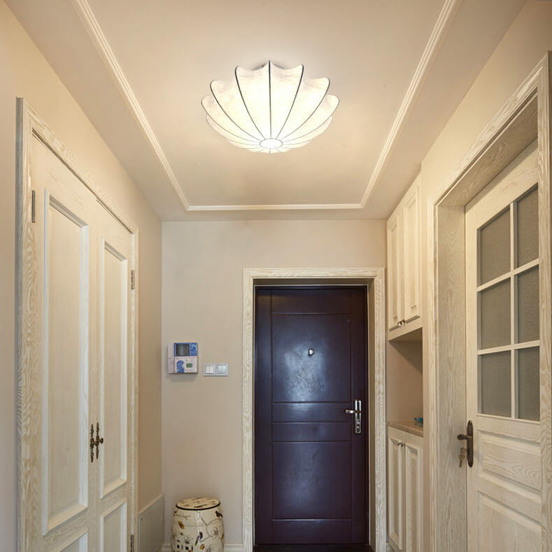 Nordic Minimalist White Beige Round Faux Silk 1/3/5-Light Flush Mount Light Lumendat