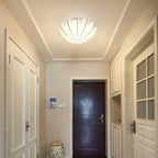 Nordic Minimalist White Beige Round Faux Silk 1/3/5-Light Flush Mount Light Lumendat