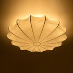 Nordic Minimalist White Beige Round Faux Silk 1/3/5-Light Flush Mount Light Lumendat
