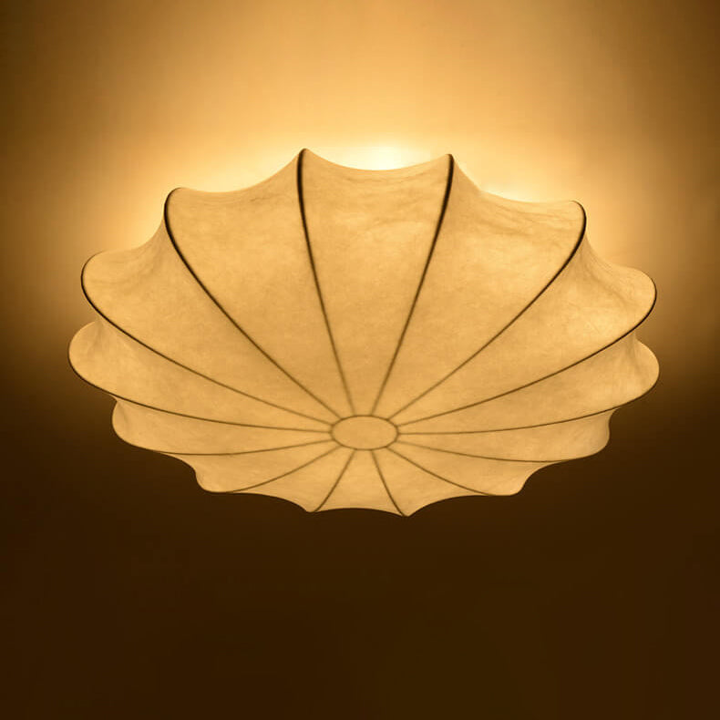 Nordic Minimalist White Beige Round Faux Silk 1/3/5-Light Flush Mount Light Lumendat