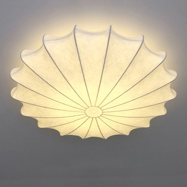 Nordic Minimalist White Beige Round Faux Silk 1/3/5-Light Flush Mount Light Lumendat