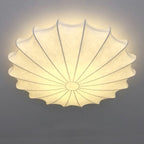 Nordic Minimalist White Beige Round Faux Silk 1/3/5-Light Flush Mount Light Lumendat