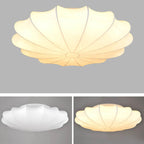 Nordic Minimalist White Beige Round Faux Silk 1/3/5-Light Flush Mount Light Lumendat