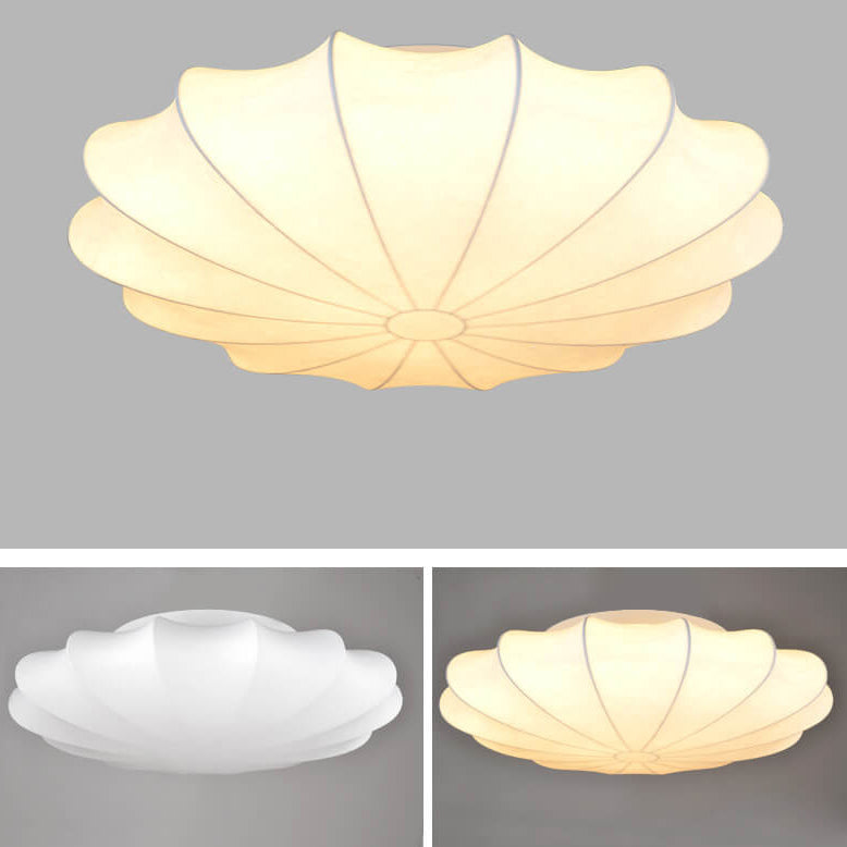 Nordic Minimalist White Beige Round Faux Silk 1/3/5-Light Flush Mount Light Lumendat