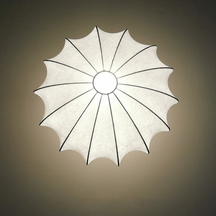 Nordic Minimalist White Beige Round Faux Silk 1/3/5-Light Flush Mount Light Lumendat