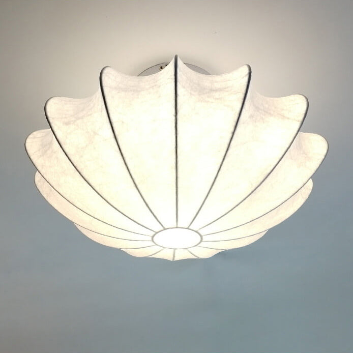 Nordic Minimalist White Beige Round Faux Silk 1/3/5-Light Flush Mount Light Lumendat