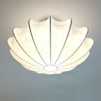 Nordic Minimalist White Beige Round Faux Silk 1/3/5-Light Flush Mount Light Lumendat