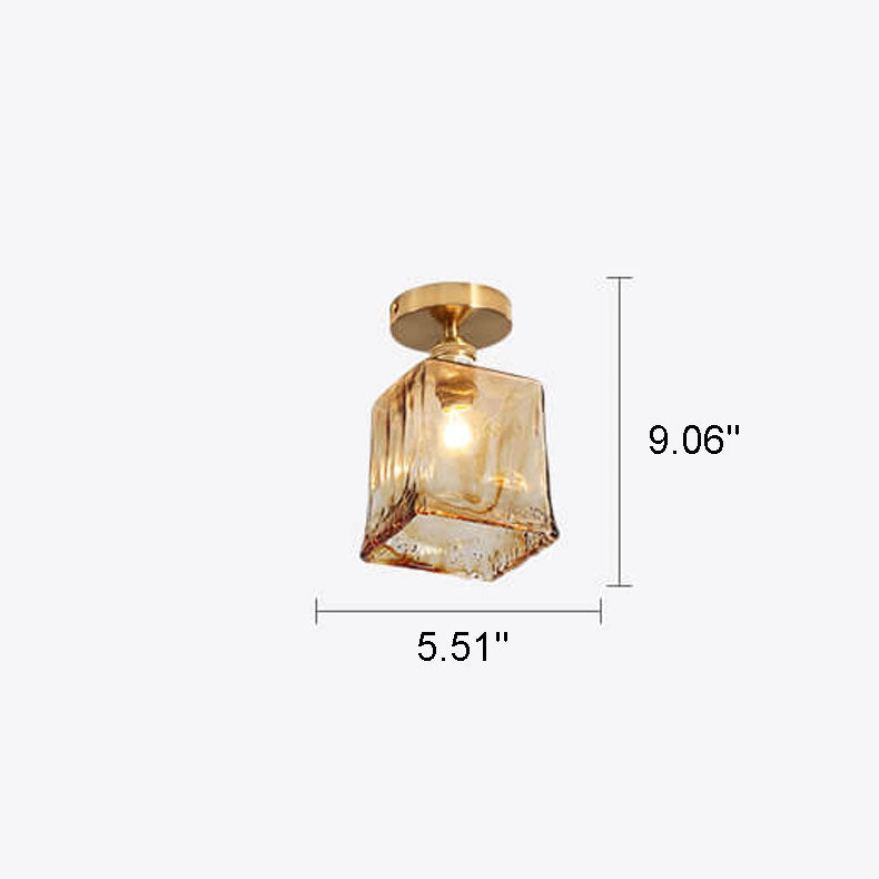 Modern Glass Japanese Amber Multi-Style 1-Light Flush Mount Light Lumendat