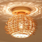 Modern Minimalist Creative Bamboo Weaving Flush Mount Ceiling Lamp Lumendat