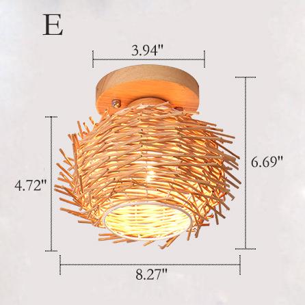 Modern Minimalist Creative Bamboo Weaving Flush Mount Ceiling Lamp Lumendat