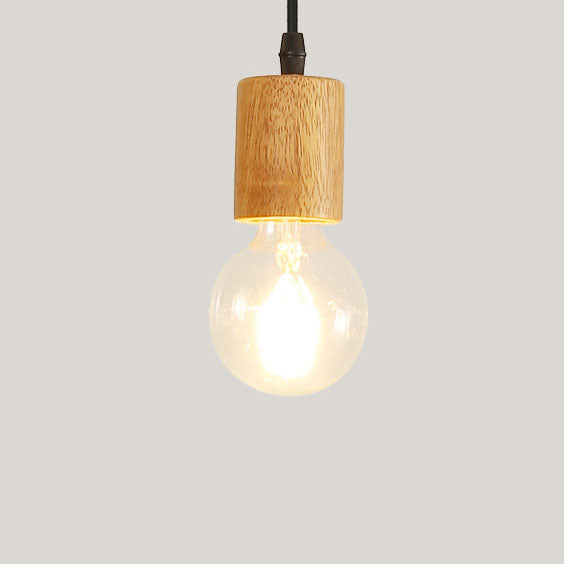 Modern Minimalist Wooden Geometric 1-light Small Pendant Light BulbSquare