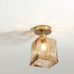 Modern Glass Japanese Amber Multi-Style 1-Light Flush Mount Light Lumendat