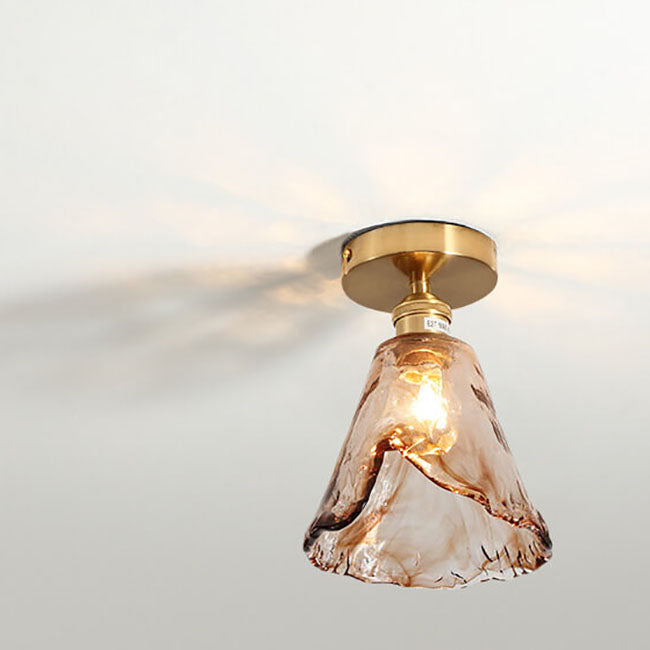 Modern Glass Japanese Amber Multi-Style 1-Light Flush Mount Light Lumendat