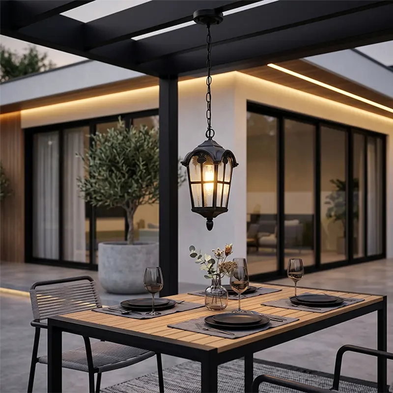 Traditional European Die-cast Aluminum Outdoor Waterproof 1-light Pendant Light for Outdoor BulbSquare
