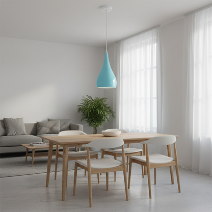 Contemporary Nordic Iron Wood Aluminum Gourd Water Drop 1-Light Pendant Light For Dining Room