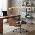 Modern Ergonomic High Back Leather Plywood & Metal Office Chair Executive Swivel Desk Chair With Headrest Lumbar Support Adjustable Rolling Computer Chair Lumendat