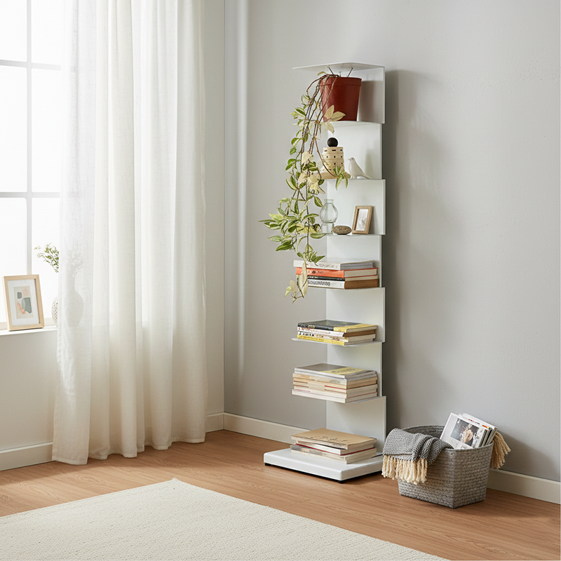 Modern Minimalist Iron Rectangular Floor Standing Bookshelf 6/7-Tier For Living Room & Home Office & Bedroom Storage