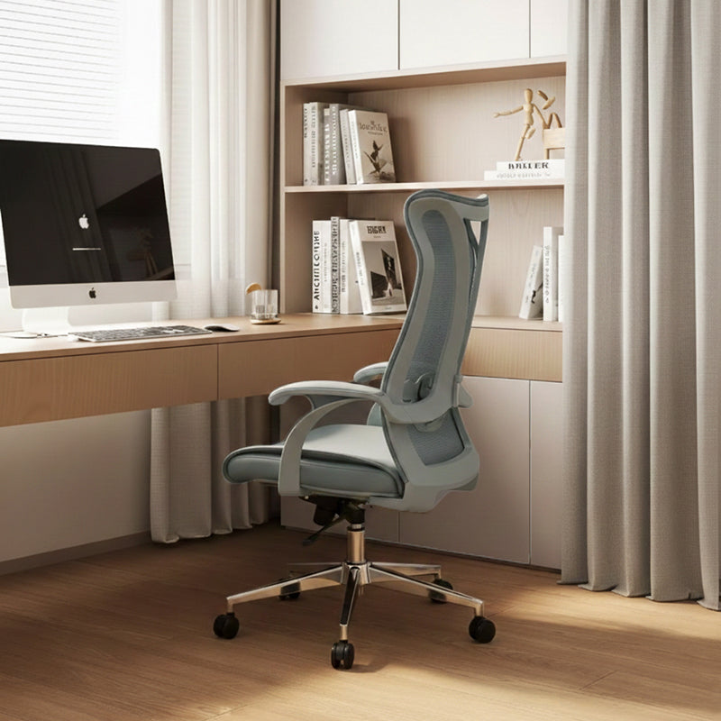 Modern Ergonomic High Back Leather Plywood & Metal Office Chair Executive Swivel Desk Chair With Headrest Lumbar Support Adjustable Rolling Computer Chair Lumendat
