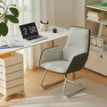 Modern Minimalist Ergonomic Mid Back Leather Plywood & Metal Office Chair - Upholstered Desk Chair With Armrests Comfortable Reception Chair For Home Office Lumendat