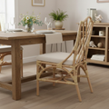 Contemporary Scandinavian Handwoven Natural Rattan Dining Chair With Waterproof Cushioned - Back Chair For Indoor & Outdoor Use Lumendat