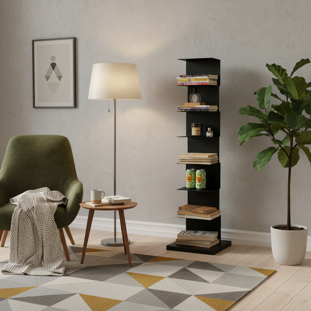 Modern Minimalist Iron Rectangular Floor Standing Bookshelf 6/7-Tier For Living Room & Home Office & Bedroom Storage DFM-F