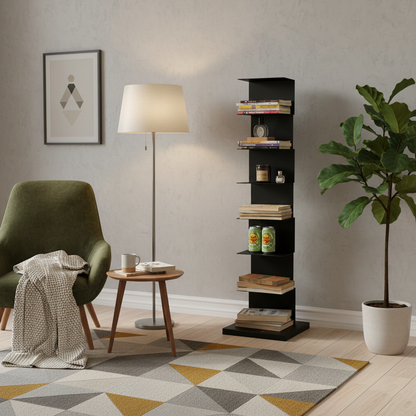 Modern Minimalist Iron Rectangular Floor Standing Bookshelf 6/7-Tier For Living Room & Home Office & Bedroom Storage