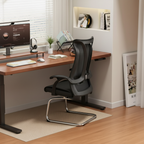 Modern Minimalist Ergonomic Leather Plywood Metal Office Chair Executive Gaming Desk Chair With Headrest Lumbar Support Cantilever Base For Home Office Set Of 2 Lumendat