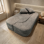 Modern Minimalist Foldable Sherpa Sofa - Compression Convertible Frame-Free Sofa Bed With High Resilience Foam For Small Spaces Lumendat