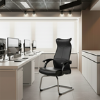 Modern Minimalist Ergonomic Leather Plywood Metal Office Chair Executive Gaming Desk Chair With Headrest Lumbar Support Cantilever Base For Home Office Set Of 2 Lumendat