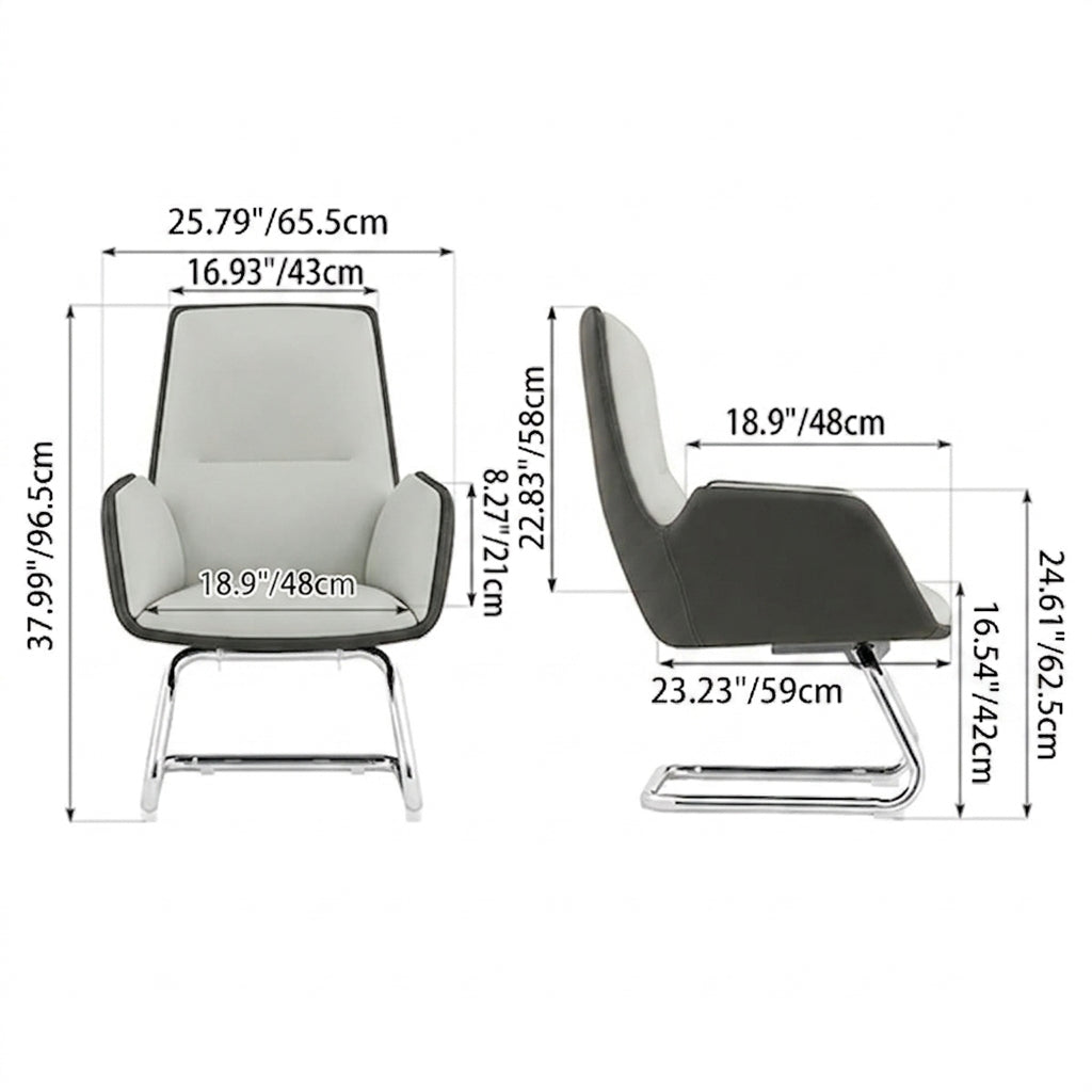 Modern Minimalist Ergonomic Mid Back Leather Plywood & Metal Office Chair - Upholstered Desk Chair With Armrests Comfortable Reception Chair For Home Office Lumendat