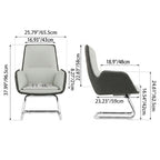 Modern Minimalist Ergonomic Mid Back Leather Plywood & Metal Office Chair - Upholstered Desk Chair With Armrests Comfortable Reception Chair For Home Office Lumendat
