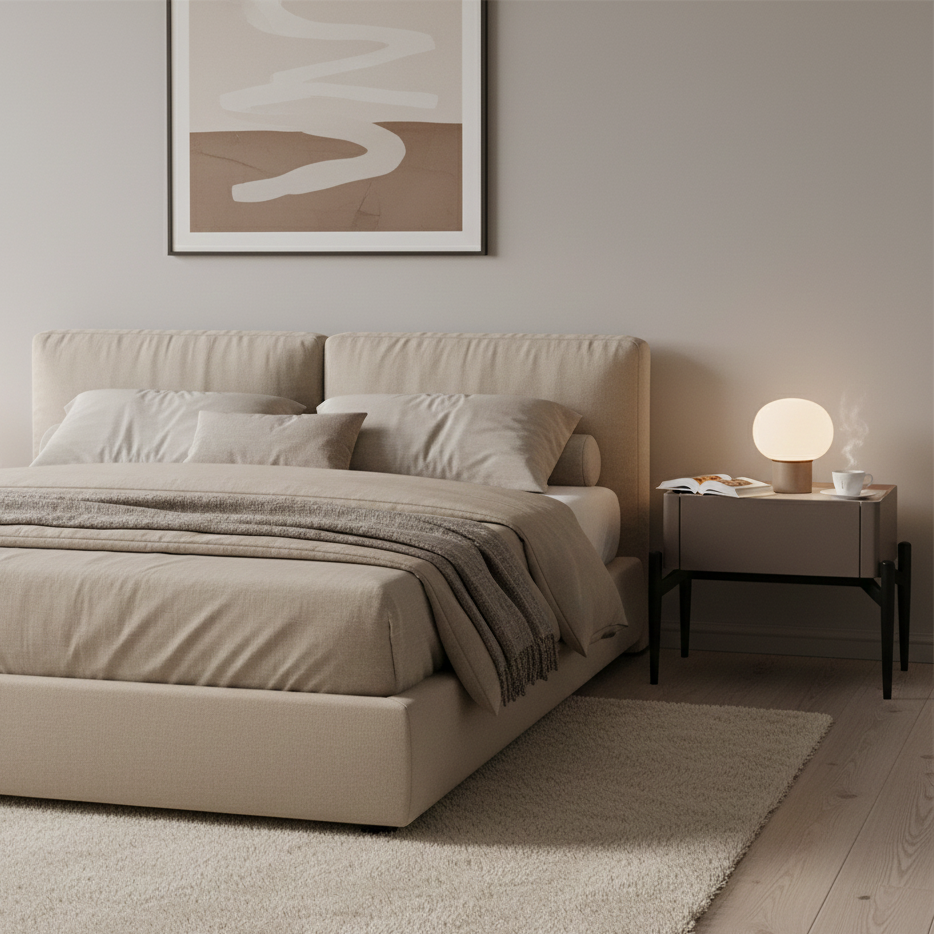 Modern Luxury Grayish Brown 1-Drawer Nightstand: Stiletto Legs High-End Accent Bedside Table For Bedroom Lumendat