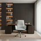 Modern Minimalist Ergonomic Leather Plywood Metal Office Chair Adjustable Swivel Desk Chair With Wheels - Mid-Back Comfortable Task Chair For Home Office Lumendat