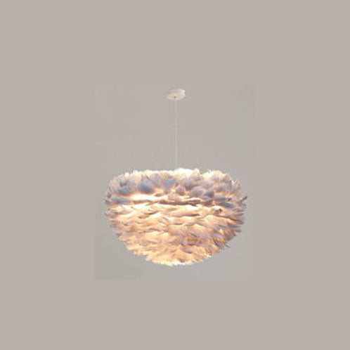 Modern Minimalist Feather Iron 1-Light Heart Shade Pendant Light for Living Room
