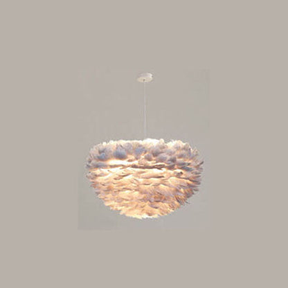 Modern Minimalist Feather Iron 1-Light Heart Shade Pendant Light for Living Room