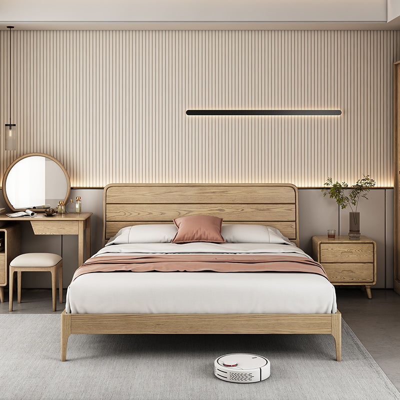 Premium Ash Wood Recessed Bed Frame - Home-Friendly Solid Support & Sleek Look Bed For Bedroom Lumendat